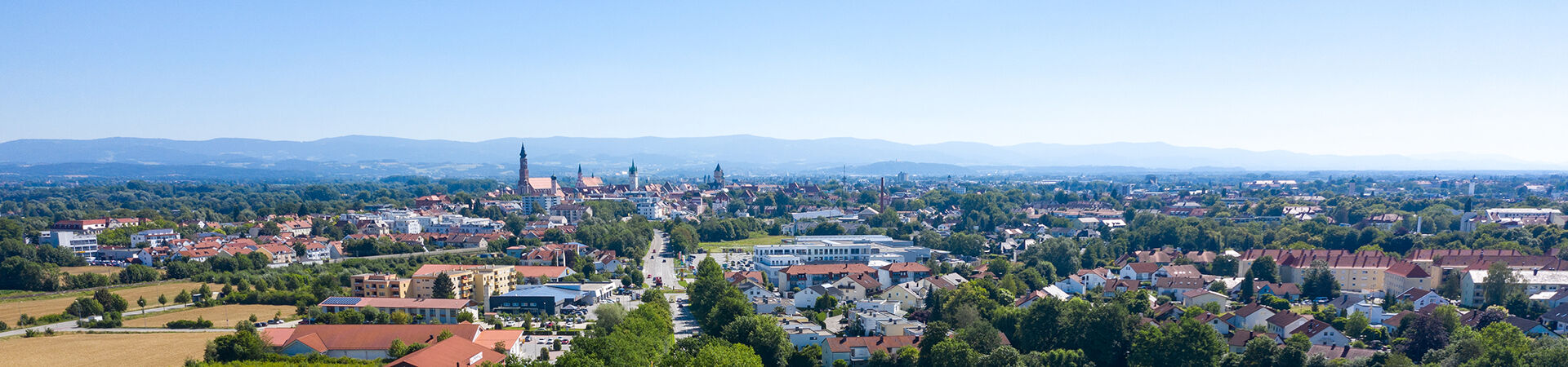 Drohnenaufnahme, Überblick über die Stadt Straubing