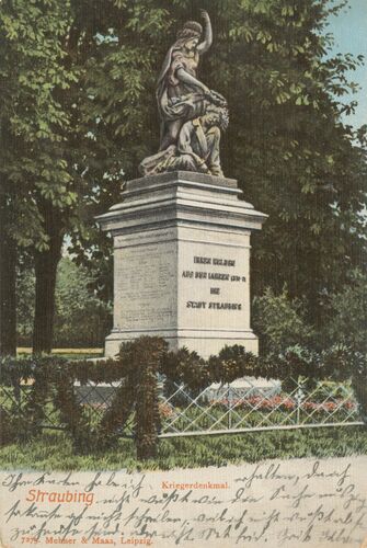 Kriegerdenkmal, Postkarte um 1900 (Stadtarchiv Straubing Postkartensammlung 1468)